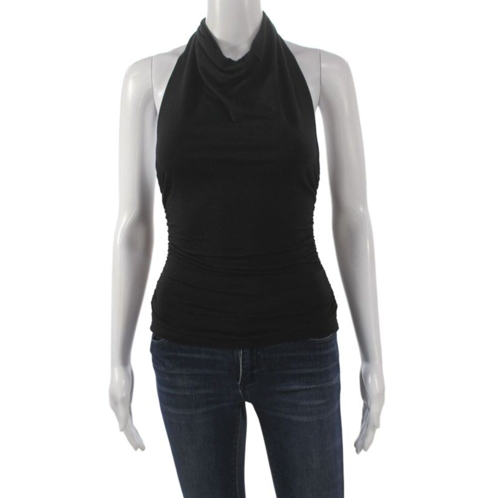 Reformation Women Jersey High Neck Sleeveless Black Tank Size XS
